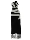 Jacquemus Black Bold White Lettering Twisted Fringe Scarf In Black