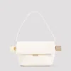 Jacquemus Le Rond Carre White Shoulder Bag With Shoulder Strap In Leather Woman In White
