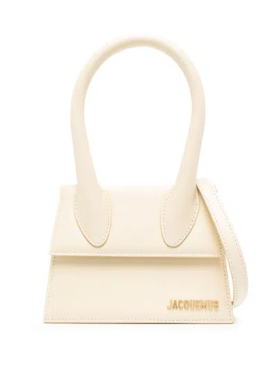 Jacquemus Ivory Leather Top-handle Bag For Women In Neutral
