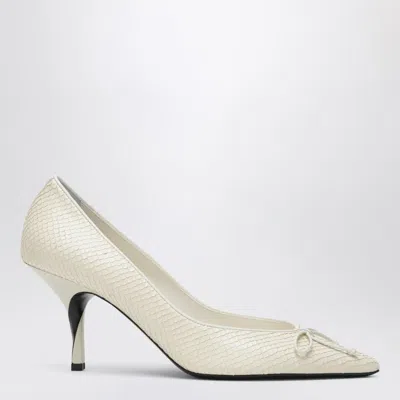 JACQUEMUS IVORY PYTHON-EFFECT EMBOSSED LEATHER TOURNI DÉCOLLETÉ
