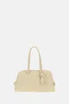 Jacquemus Croc-embossed Leather Shoulder Bag With Knotted Handle In White