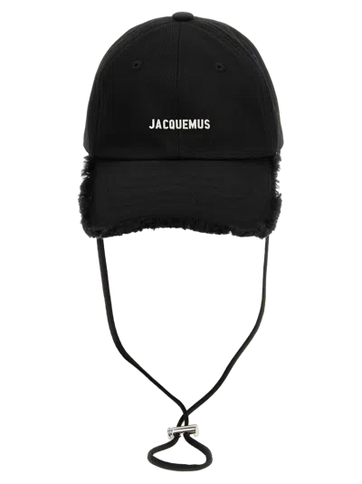 Jacquemus Ja315413bm Logo-embroidered Cotton Baseball Cap In Black