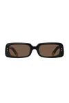 Jacquemus Blue Sunglasses For The Sun In Black  Yellow Gold  & Brown
