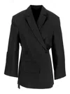 Jacquemus Tailored Double-breasted Blazer With Structured Shoulders In Black