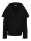 Jacquemus Draped-collar Wool Coat In Black