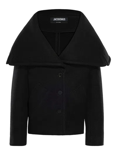 Jacquemus Le Caban Caruso Draped-collar Jacket Women In Black