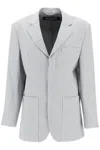 Jacquemus Oversized Linen Blazer In Grey