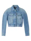 Jacquemus La Veste De-nimes Ovalo Puffer Jackets Light Blue In Blue