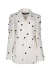 Jacquemus Waist Belted Polka Dot Jacket In Whiteblackdotsembroi