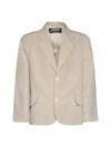 Jacquemus Wool Blend Blazer Jacket With Shoulder Pads In Beige