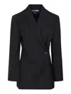 Jacquemus Tailored Double-breasted Blazer With Structured Shoulders In Black