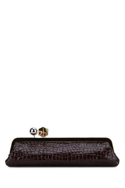 Jacquemus Jacquard Crocodile-effect Clutch Handbag In Brown