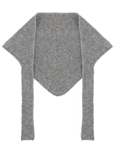Jacquemus Jacquard Logo Grosgrain Shawl In Gray