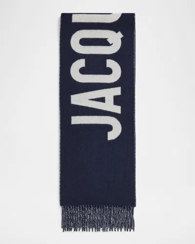 Jacquemus Jacquard Logo Wool Scarf In Orange