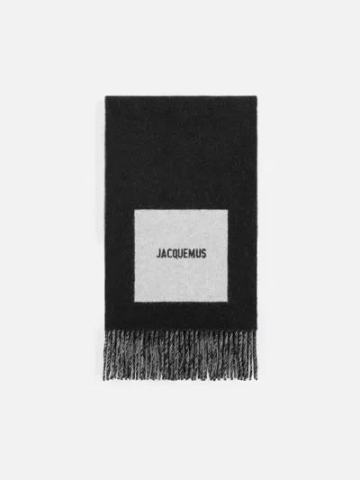 Jacquemus Jacquard Ribbed Mini Scarf For Men In Black