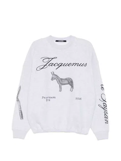 Jacquemus Jacquard Sweatshirt With Graphic Print In White