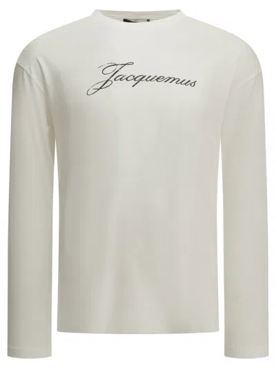 Jacquemus Crew Neck T Shirt Brand Logo In White