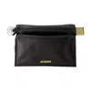 Jacquemus Rectangular Lamb Leather Clutch With Rolled Handle In White