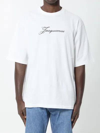 Jacquemus Cotton Hemp Jersey Logo Crew Neck T Shirt In White