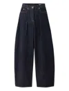 Jacquemus Le De Nimes Ovalo Blue Wide Jeans With Side Logo In Denim Woman In Blue