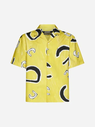 Jacquemus Jean Camp-collar Printed Cotton Shirt In Yellow