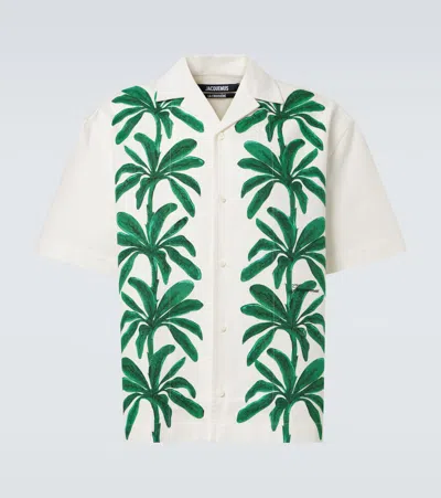 Jacquemus La Chemise Shirt In Bz Print Painted Palmtrees W