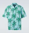 Jacquemus Short-sleeved Shirt With Tropical Palm Tree Print In Blau