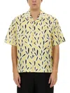 Jacquemus Yellow Cotton Jean Shirt With Playful Leaf Pattern