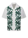 Jacquemus 'la Chemise Jean' Multicolor Shirt With Notched Collar And Palm Print On The Front In Green