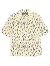 Jacquemus Yellow Cotton Jean Shirt With Playful Leaf Pattern