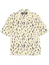 Jacquemus Yellow Cotton Jean Shirt With Playful Leaf Pattern In Yellow
