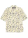 Jacquemus Yellow Cotton Jean Shirt With Playful Leaf Pattern In Yellow