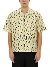 Jacquemus Yellow Cotton Jean Shirt With Playful Leaf Pattern In Yellow