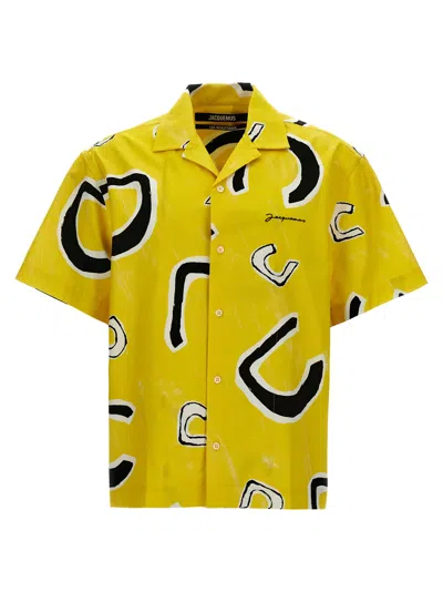 Jacquemus Jean Shirt In Monogramme Black Yellow