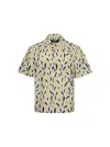 Jacquemus Yellow Cotton Jean Shirt With Playful Leaf Pattern In Yellow