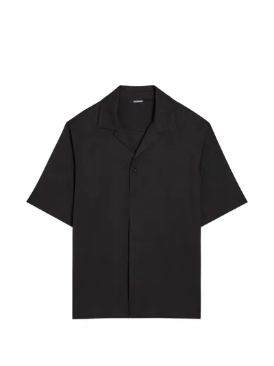 Jacquemus La Chemise Jean Atelier Camp-collar Jersey Shirt In Black
