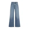 Jacquemus Wide Leg High Rise Jeans With Contrast Stitching In Blue