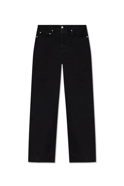 Jacquemus Straight Denim Pants Featuring Belt Loops In Black