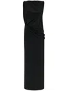 Jacquemus La Robe Peplo Black Long Dress With Square Neck And Cut-out Detail On The Side In Viscose Blend Woma