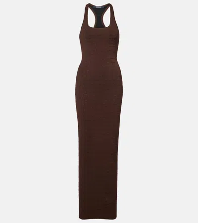 Jacquemus Jersey Maxi Dress In Brown