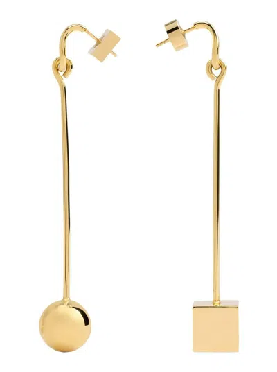 Jacquemus Les Boucles Nodo Gold Tone Dangle Earings In Brass Woman