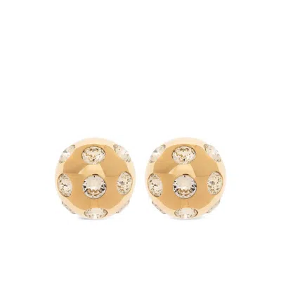 Jacquemus Square Round Earrings With Rhinestones In Gold