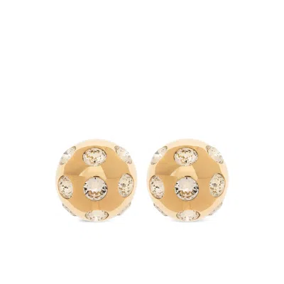 Jacquemus Square Round Earrings With Rhinestones In Gold