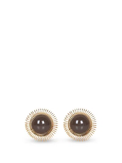 Jacquemus Sunflower Earrings With Gold-tone Finish In Grey