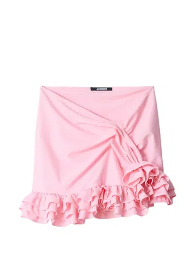 Jacquemus Jupe Playa Ruffled Mini Skirt In Pink