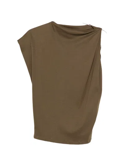 Jacquemus Khaki Draped Sleeveless Top In Green