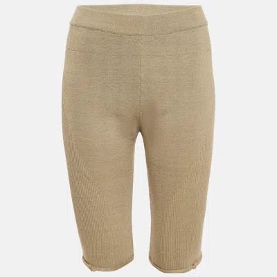 Jacquemus Khaki Green Linen Blend Knit Sierra Shorts In Animal Print
