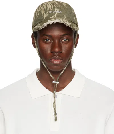 Jacquemus Khaki 'la Casquette Artichaut' Cap In 5ca Jacquard Banana