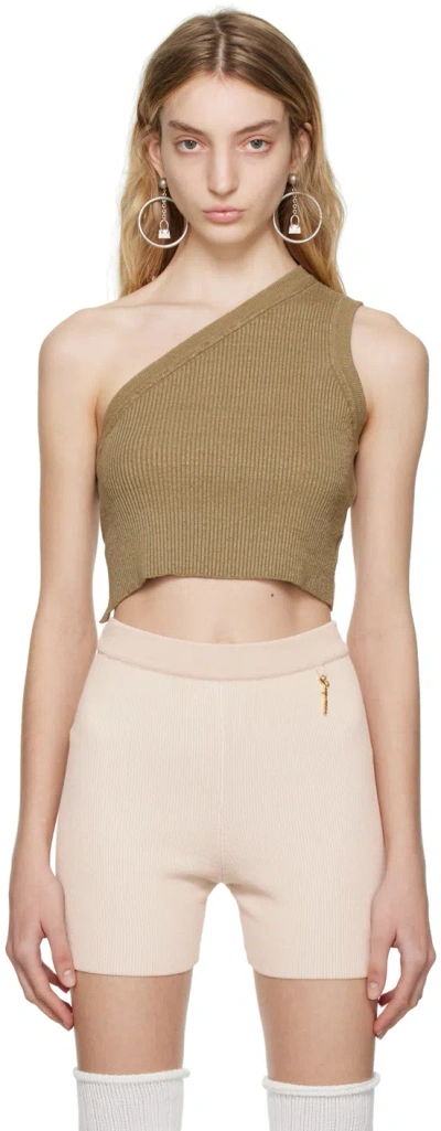 Jacquemus Khaki Le Raphia 'la Maille Ascu' Tank Top In 530 Light Khaki