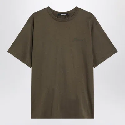 Jacquemus Khaki T-shirt With Pleats On The Back Women In Brown